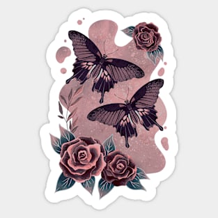 Butterflies with roses Sticker